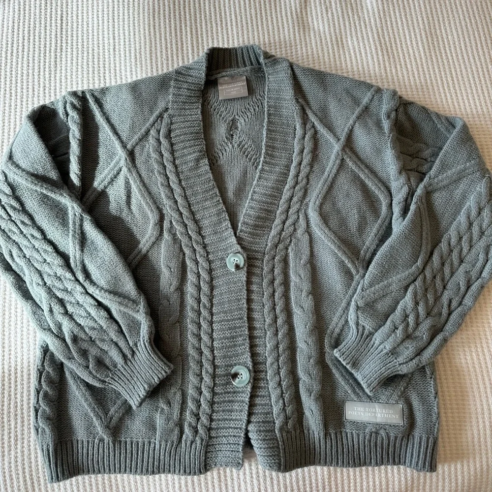 NWOT Taylor Swift Tortured Poets Department (TTPD) Grey Cardigan (XS/S) - Picture 1 of 5